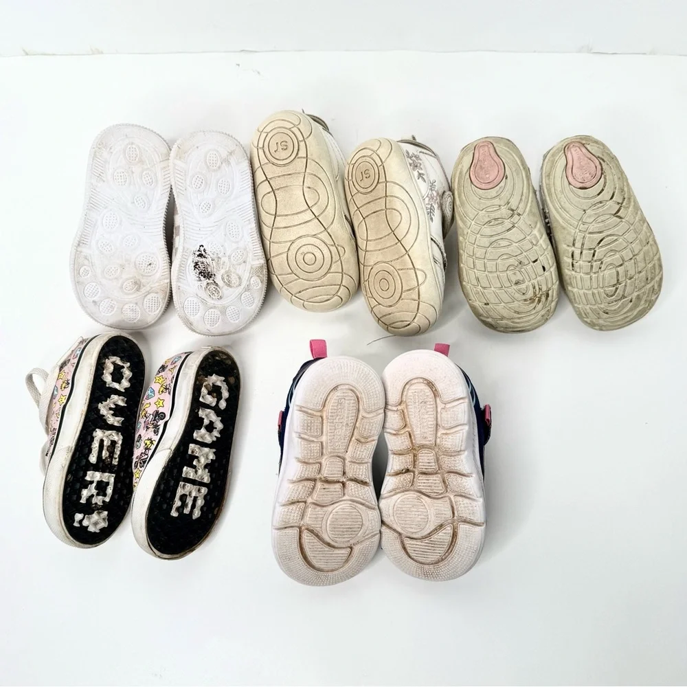 5 Pairs of Toddler Shoes. Size 5. Vans, Stride Rite, Skechers